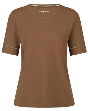 Green Cotton Rundhals-Shirt Frida - Braun