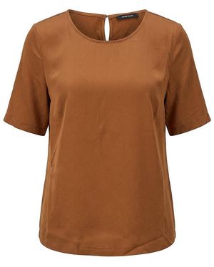 Peter Hahn Bluse Rundhals-Ausschnitt - Braun
