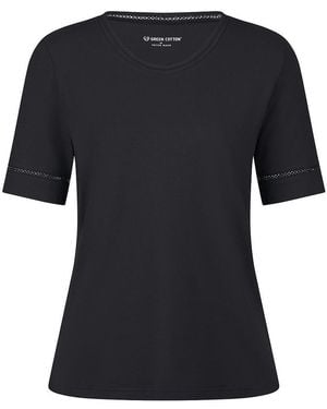 Green Cotton Rundhals-Shirt Frida - Schwarz