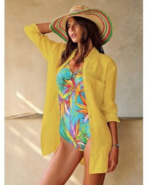 Peter Hahn Long-Bluse, Gr. S - Gelb