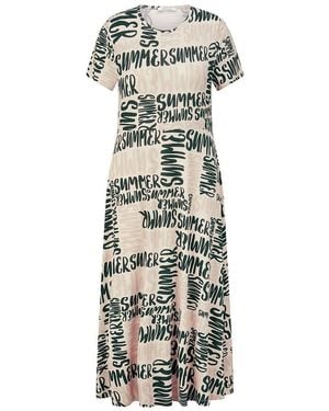 Peter Hahn Jersey-kleid rundhals-ausschnitt - Natur