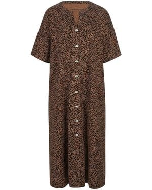 Green Cotton Jersey-Kleid Dorthe - Braun