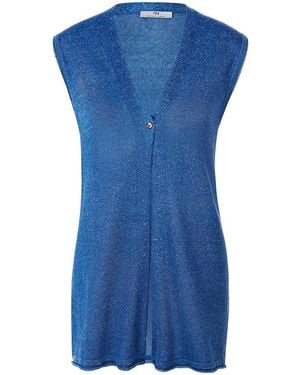 Peter Hahn Strickweste Mit V-Ausschnitt, Gr. S - Blau