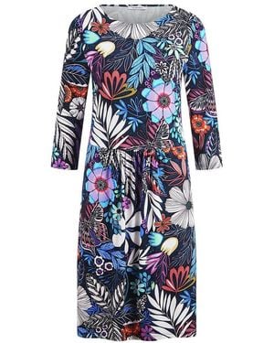 Peter Hahn Jersey-Kleid Rundhals-Ausschnitt - Blau