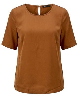 Peter Hahn Bluse Rundhals-Ausschnitt - Braun