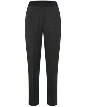Basler Knöchellange Slim Fit-Jersey-Hose - Schwarz