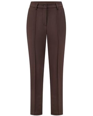 Peter Hahn Knöchellange Slim Fit-Jersey-Hose - Braun