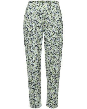 Green Cotton Knöchellange Bundfalten-Hose Karla - Blau