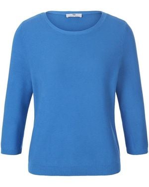 Peter Hahn Rundhals-pullover mit 3/4-arm, , gr. 36, baumwolle - Blau