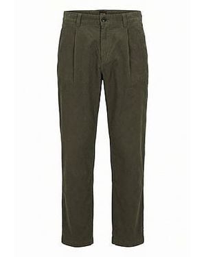 BOSS Fijncord Broek Chino Pleated3 Van - Groen