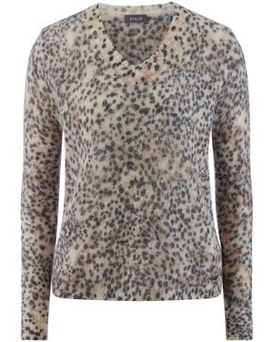 Basler V-Alpaka-Pullover - Grau