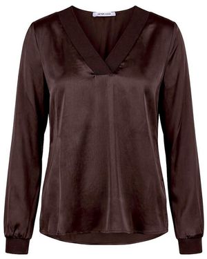 Peter Hahn Bluse V-Ausschnitt - Braun