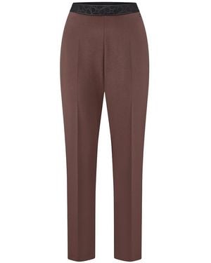 Basler Knöchellange Slim Fit-Jersey-Hose - Braun