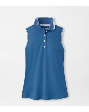 Peter Millar Canterbury Tipped Sport Mesh Sleeveless Polo - Blue