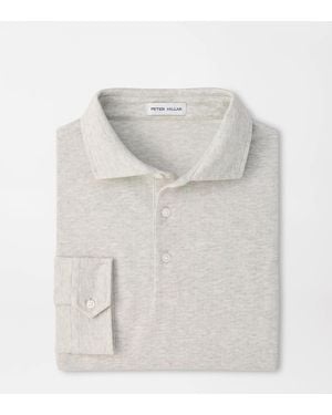 Peter Millar Herringbone Long-Sleeve Polo - White
