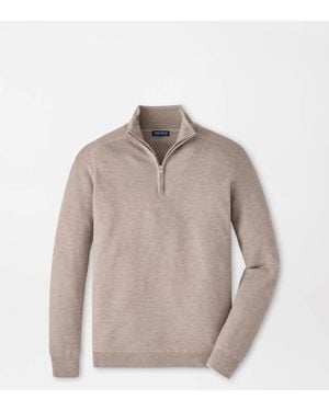 Peter Millar Voyager Cashmere-Silk Saddle Shoulder Quarter Zip - Grey