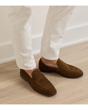 Peter Millar Madison Suede Penny Loafer - Natural