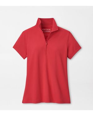 Peter Millar Keswick Zip Neck Short Sleeve Polo - Red