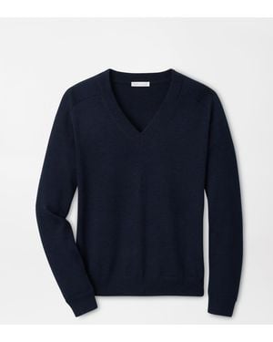 Peter Millar Solarspun Sport Merino V-Neck Jumper - Blue