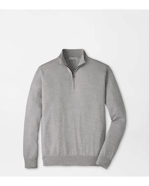 Peter Millar Canton Stripe Quarter Zip Jumper - Grey