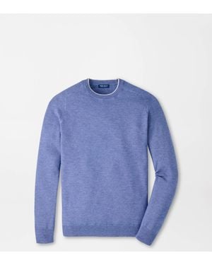 Peter Millar Voyager Cashmere-Silk Saddle Shoulder Crew - Blue