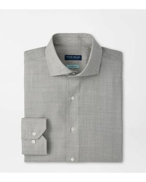 Peter Millar Merino Micro Poplin Houndstooth Shirt - Grey