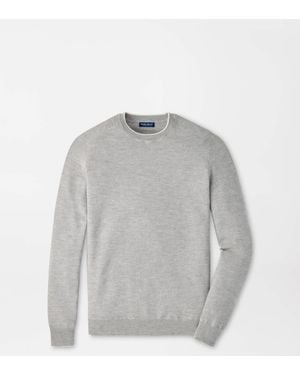 Peter Millar Voyager Cashmere-Silk Saddle Shoulder Crew - Grey