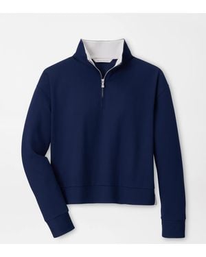 Peter Millar Coolspun Lite Cotton Quarter-Zip Pullover - Blue
