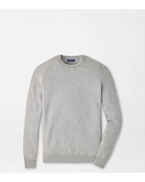 Peter Millar Voyager Cashmere-Silk Saddle Shoulder Crew - Grey