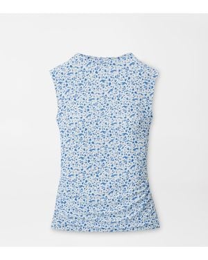 Peter Millar Rachel Vino Flora Ruched Sleeveless Top - Blue