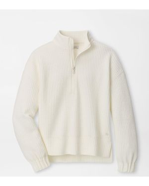 Peter Millar Flora Knit Jacquard Half-Zip Pullover - White