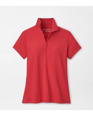 Peter Millar Keswick Zip Neck Short Sleeve Polo - Red