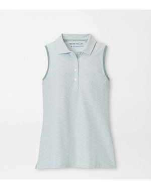 Peter Millar Tee It Up Banded Sport Mesh Sleeveless Button Polo - Blue