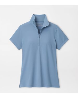Peter Millar Keswick Zip Neck Short-Sleeve Polo - Blue
