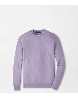 Peter Millar Voyager Cashmere-Silk Saddle Shoulder Crew - Purple