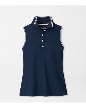 Peter Millar Canterbury Tipped Sport Mesh Sleeveless Polo - Blue
