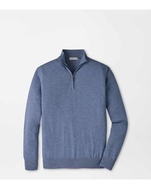 Peter Millar Canton Stripe Quarter Zip Jumper - Blue