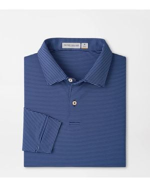 Peter Millar Featherweight Park Stripe Long-Sleeve Performance Polo - Blue