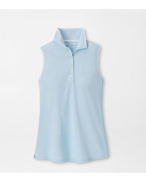 Peter Millar Canterbury Tipped Sport Mesh Sleeveless Polo - Blue