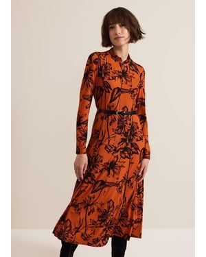 Phase Eight Krissy Floral Piped Midi Dress - Orange
