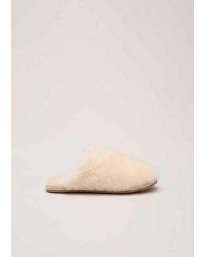 Phase Eight Shearling Closed Toe Slipper Mule - Natural