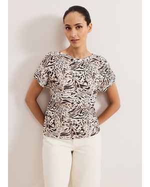 Phase Eight Suzie Button Detail Printed Top - Natural