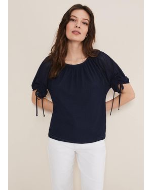 Phase Eight Meda Textured Jersey Top - Blue