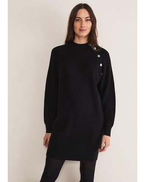 Phase Eight Reeva Cosy Button Detail Dress - Black