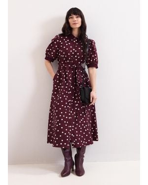 Phase Eight Delphine Spot Midi Dress - Purple