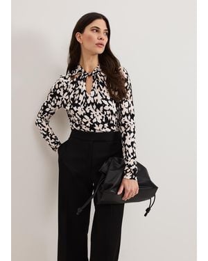 Phase Eight Mollie Abstract Printed Top - Black