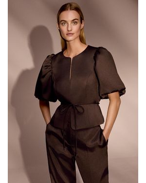 Phase Eight Ivy Satin Puff Sleeve Jacket - Brown