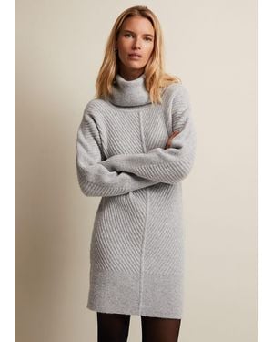 Phase Eight Fillipa Knitted Tunic Mini Dress - Grey