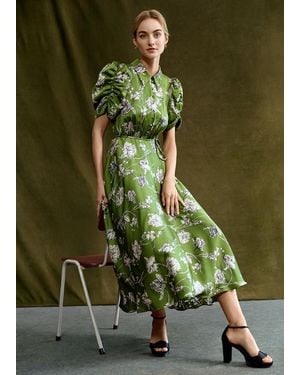 Phase Eight Bella Floral Print Pleat Dress - Green