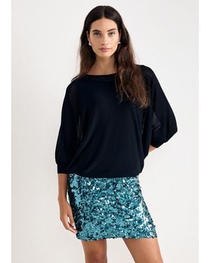 Phase Eight Becca Batwing Sequin Dress - Blue